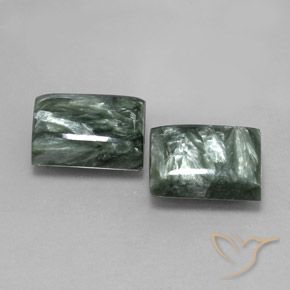 15.92 ctw Green Seraphinite Stones, Natural Seraphinite in Baguette Cabochon Shape for Sale