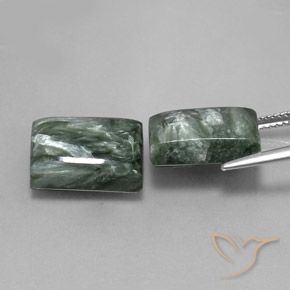 Seraphinite Gemstones in 14 x 10 mm (calibrated) Size for Sale, Seraphinite Stones in Medium Green Color