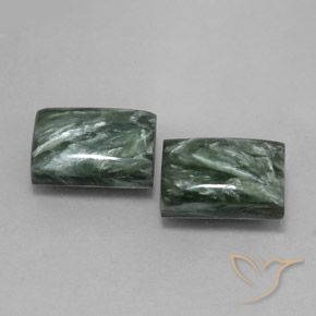 15.52 ctw Green Seraphinite Stones, Natural Seraphinite in Baguette Cabochon Shape for Sale