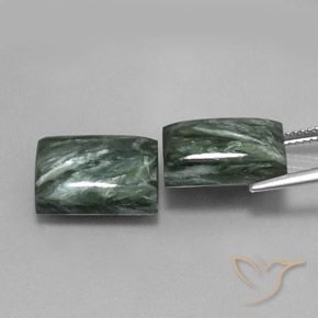 Seraphinite Gemstones in 14 x 10 mm (calibrated) Size for Sale, Seraphinite Stones in Medium Green Color