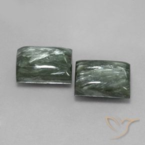 15.99 ctw Green Seraphinite Stones, Natural Seraphinite in Baguette Cabochon Shape for Sale
