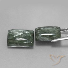 Seraphinite Gemstones in 14 x 10 mm (calibrated) Size for Sale, Seraphinite Stones in Medium Green Color