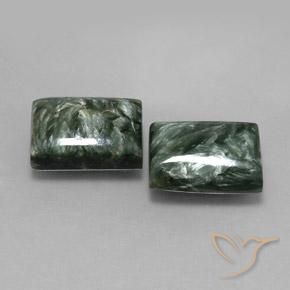 15.80 ctw Green Seraphinite Stones, Natural Seraphinite in Baguette Cabochon Shape for Sale