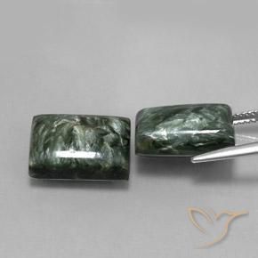 Seraphinite Gemstones in 14 x 10 mm (calibrated) Size for Sale, Seraphinite Stones in Green Color