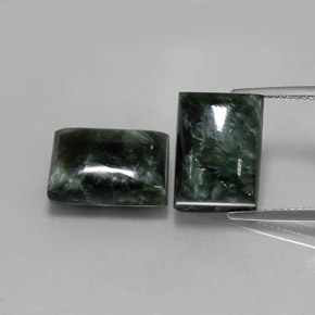 15.90 ct Green Seraphinite Gemstone, Seraphinite Gem in Baguette Cabochon Shape for Sale.