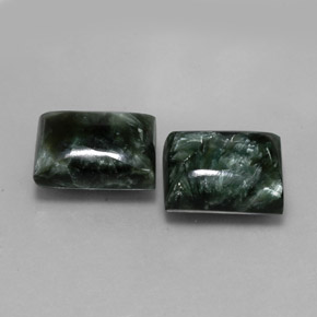 15.90 ct Green Seraphinite Stone, Natural Seraphinite in Baguette Cabochon Shape for Sale