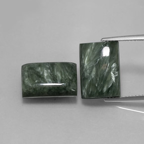 15.37 ct Green Seraphinite Gemstone, Seraphinite Gem in Baguette Cabochon Shape for Sale.