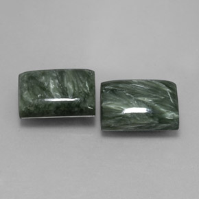15.37 ct Green Seraphinite Stone, Natural Seraphinite in Baguette Cabochon Shape for Sale