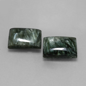 15.08 ct Green Seraphinite Stone, Natural Seraphinite in Baguette Cabochon Shape for Sale
