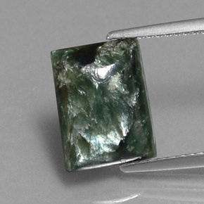 3.31 ct Green Seraphinite Gemstone, Seraphinite Gem in Baguette Cabochon Shape for Sale.