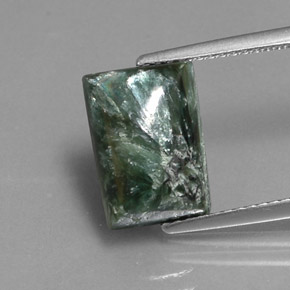 3.68 ct Green Seraphinite Gemstone, Seraphinite Gem in Baguette Cabochon Shape for Sale.