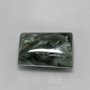 7.16 ct Green Seraphinite Stone, Natural Seraphinite in Baguette Cabochon Shape for Sale