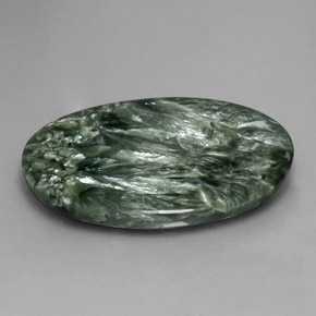 47.17 ct Green Seraphinite Stone, Natural Seraphinite in Oval Cabochon Shape for Sale