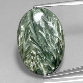 23.76 ct Green Seraphinite Gemstone, Seraphinite Gem in Oval Cabochon Shape for Sale.