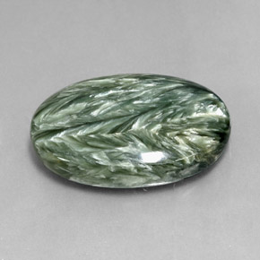 23.76 ct Green Seraphinite Stone, Natural Seraphinite in Oval Cabochon Shape for Sale