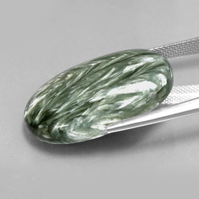 Seraphinite Gemstone in 26 x 18.5 mm Size for Sale, Seraphinite Stone in Green Color