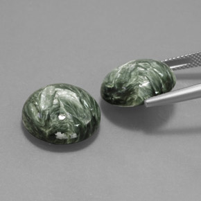 Seraphinite Gemstones in 15.6 mm Size for Sale, Seraphinite Stones in Green Color