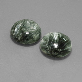 22.64 ct Green Seraphinite Stone, Natural Seraphinite in Round Cabochon Shape for Sale
