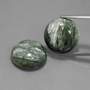 21.53 ct Green Seraphinite Gemstone, Seraphinite Gem in Round Cabochon Shape for Sale.