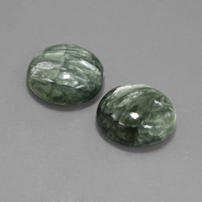 21.53 ct Green Seraphinite Stone, Natural Seraphinite in Round Cabochon Shape for Sale