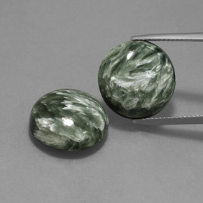 20.75 ct Green Seraphinite Gemstone, Seraphinite Gem in Round Cabochon Shape for Sale.