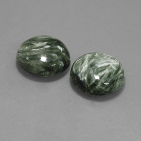 20.75 ct Green Seraphinite Stone, Natural Seraphinite in Round Cabochon Shape for Sale