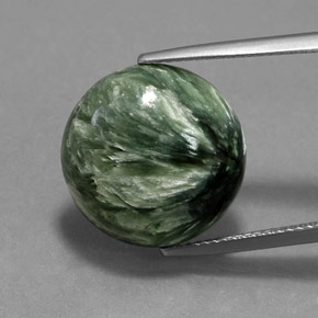 10.47 ct Green Seraphinite Gemstone, Seraphinite Gem in Round Cabochon Shape for Sale.