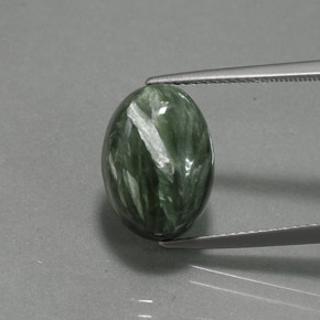 6.90 ct Green Seraphinite Gemstone, Seraphinite Gem in Oval Cabochon Shape for Sale.