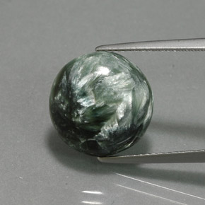 6.47 ct Green Seraphinite Gemstone, Seraphinite Gem in Round Cabochon Shape for Sale.