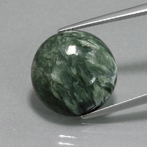 10.49 ct Green Seraphinite Gemstone, Seraphinite Gem in Round Cabochon Shape for Sale.