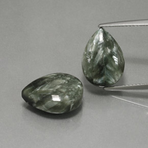 11.52 ct Green Seraphinite Gemstone, Seraphinite Gem in Pear Cabochon Shape for Sale.