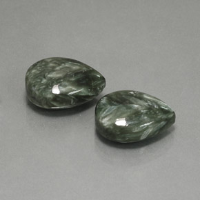 11.52 ct Green Seraphinite Stone, Natural Seraphinite in Pear Cabochon Shape for Sale