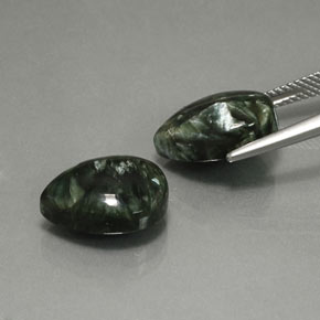 Seraphinite Gemstones in 14 x 10.1 mm Size for Sale, Seraphinite Stones in Deep Green Color