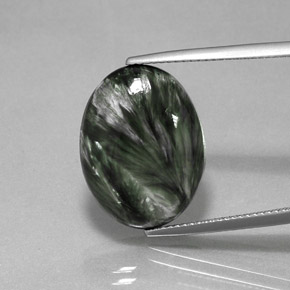 9.42 ct Green Seraphinite Gemstone, Seraphinite Gem in Oval Cabochon Shape for Sale.