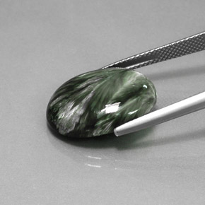 Seraphinite Gemstone in 19.1 x 14.7 mm Size for Sale, Seraphinite Stone in Green Color