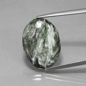 9.28 ct Green Seraphinite Gemstone, Seraphinite Gem in Oval Cabochon Shape for Sale.