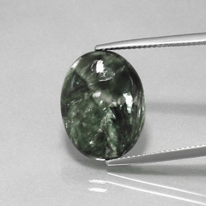 9.52 ct Green Seraphinite Gemstone, Seraphinite Gem in Oval Cabochon Shape for Sale.