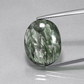 11.95 ct Green Seraphinite Gemstone, Seraphinite Gem in Oval Cabochon Shape for Sale.