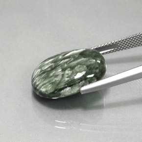 Seraphinite Gemstone in 18.7 x 14.9 mm Size for Sale, Seraphinite Stone in Green Color