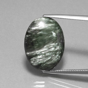 11.21 ct Green Seraphinite Gemstone, Seraphinite Gem in Oval Cabochon Shape for Sale.