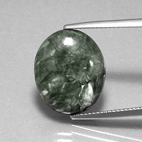 8.60 ct Green Seraphinite Gemstone, Seraphinite Gem in Oval Cabochon Shape for Sale.
