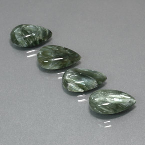15.15 ct Green Seraphinite Stone, Natural Seraphinite in Pear Cabochon Shape for Sale