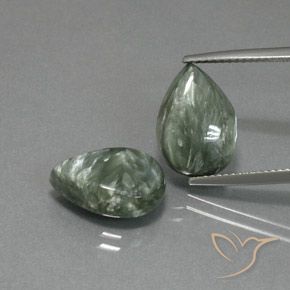 Séraphinite de poire de 10,07 ct, 14 x 9,9 mm de Russie, Photo A