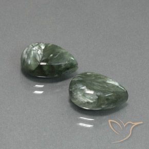 10.07 ctw Green Seraphinite Stones, Natural Seraphinite in Pear Cabochon Shape for Sale