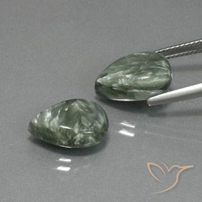Seraphinite Gemstones in 14 x 10 mm (calibrated) Size for Sale, Seraphinite Stones in Medium Green Color