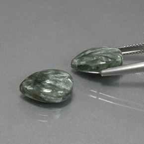 Seraphinite Gemstones in 14 x 10 mm (calibrated) Size for Sale, Seraphinite Stones in Medium Green Color
