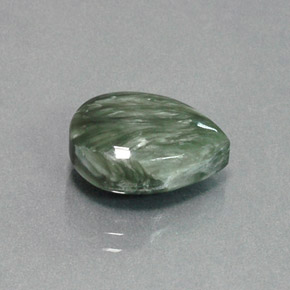 6.18 ct Green Seraphinite Stone, Natural Seraphinite in Pear Cabochon Shape for Sale