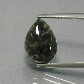 5.93 ct Green Seraphinite Gemstone, Seraphinite Gem in Pear Cabochon Shape for Sale.