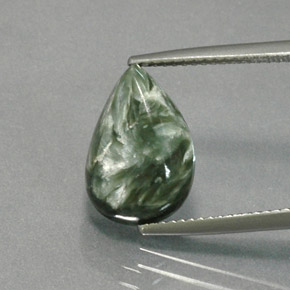 4.70 ct Green Seraphinite Gemstone, Seraphinite Gem in Pear Cabochon Shape for Sale.