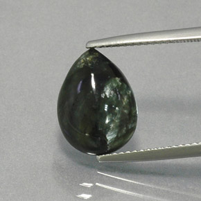 4.00 ct Green Seraphinite Gemstone, Seraphinite Gem in Pear Cabochon Shape for Sale.